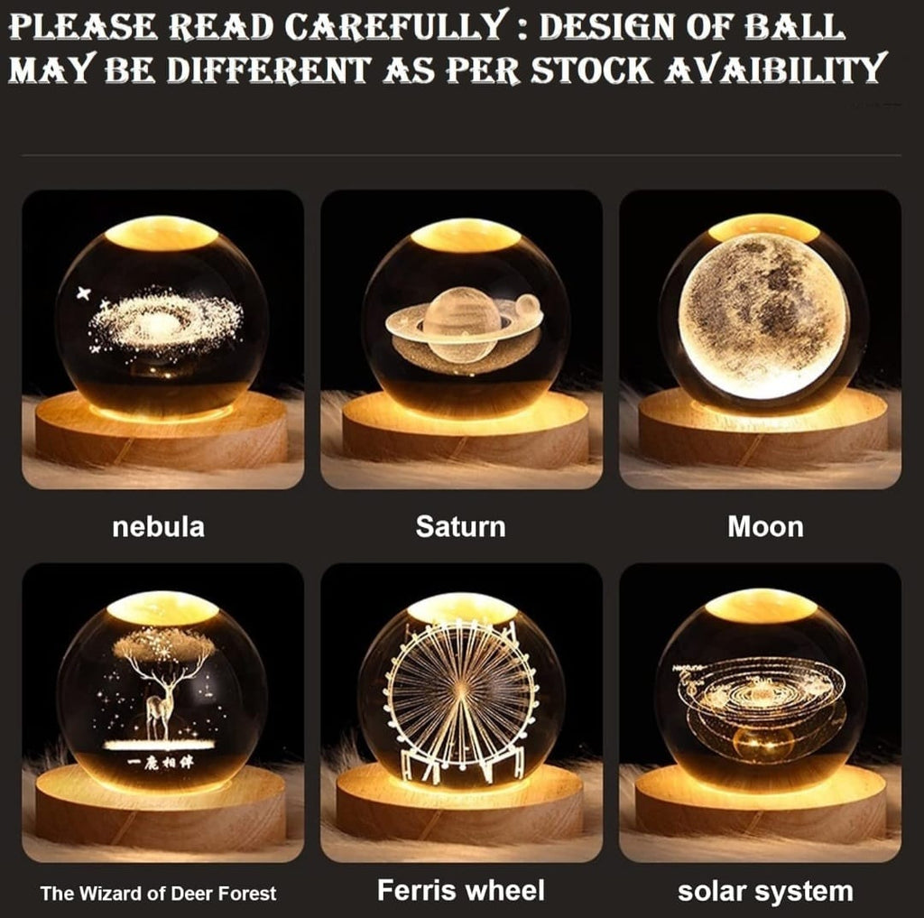 3D Engraved Crystal Ball Night Light
