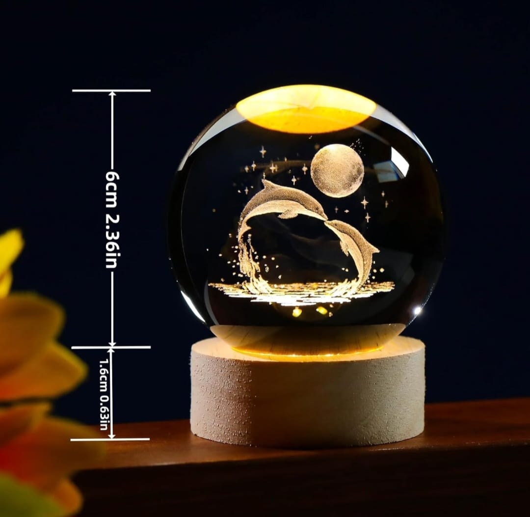 3D Engraved Crystal Ball Night Light