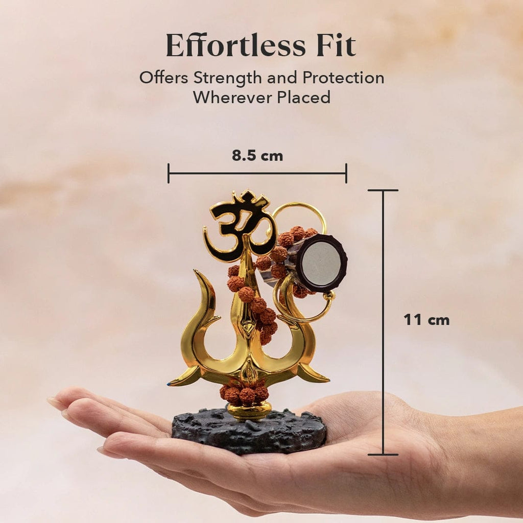 Divine Om Trishul with Rudraksha Desk Idol