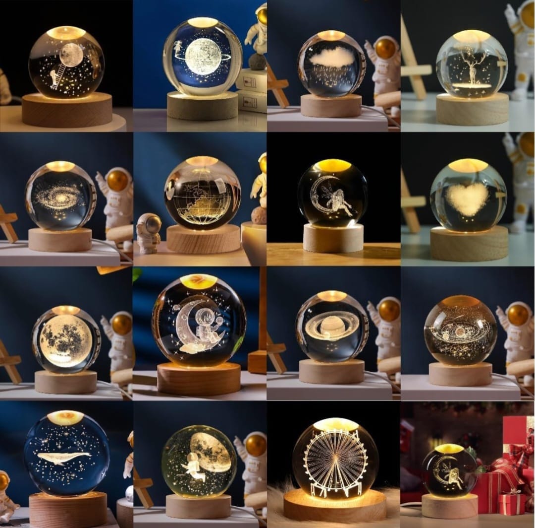 3D Engraved Crystal Ball Night Light